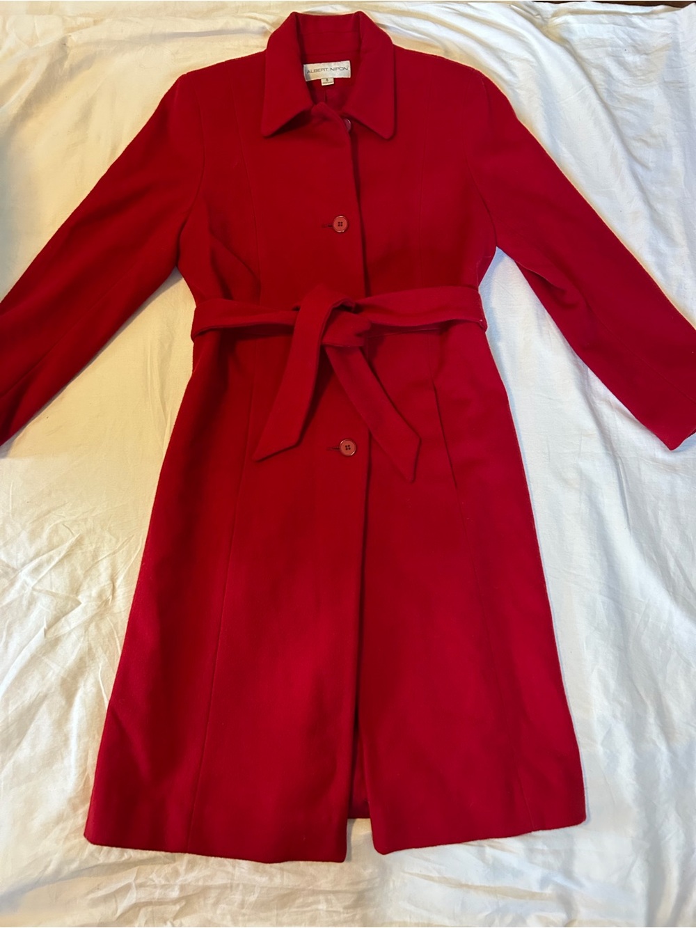 Vintage Albert Nipon Red Women's Coat - Trench - 8